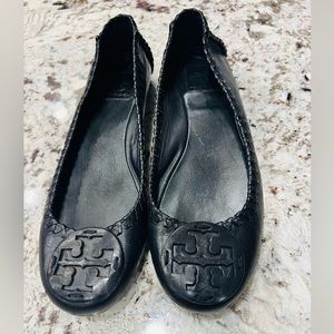 Tory Burch Black Minnie Travel Cross Stitch Ballet Women’s 10 Lightly Used